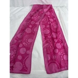 Thirty One Scarf Pink 6" wide & 48" long Circles Geometric Casual
